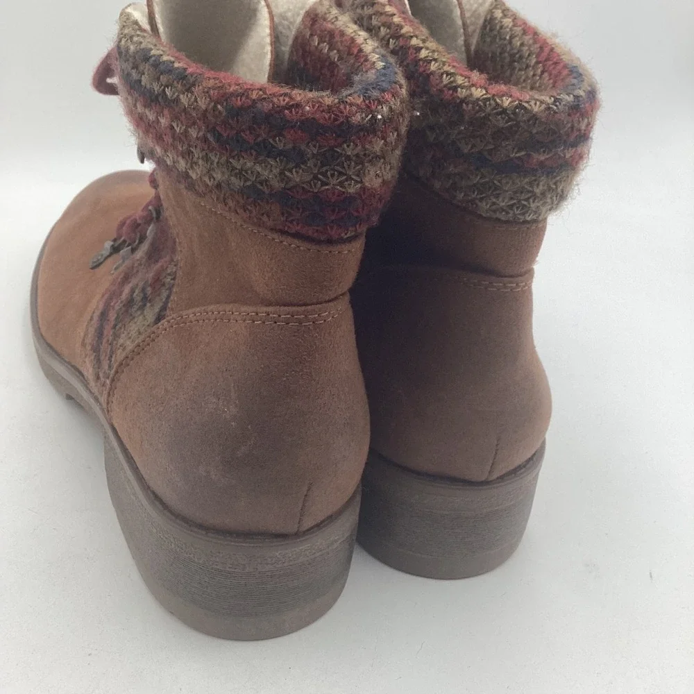 Mossimo Supply Co Women's Brown Faux Suede Knit Collar‎ Ankle Boots Size 11